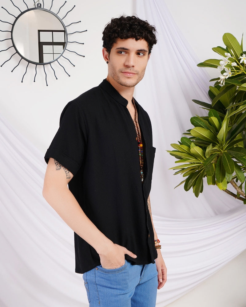 Ryker midnight ember mandarin cotton shirt