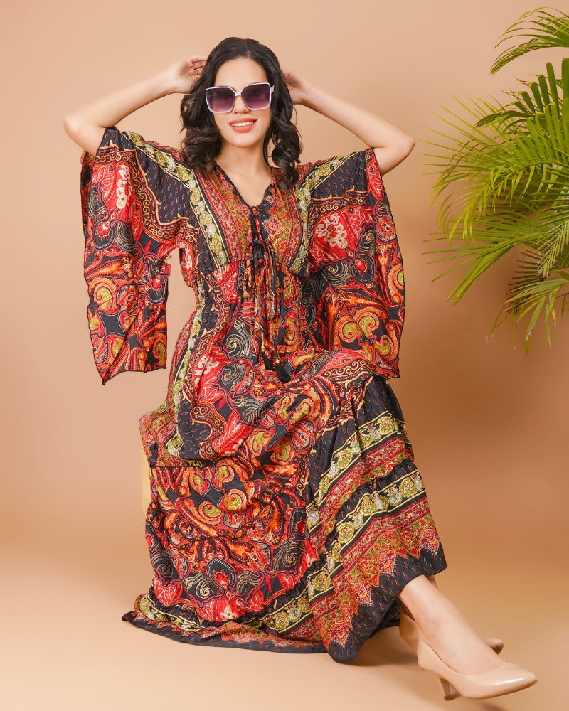 Paisley paradise in golden hues maxi dress