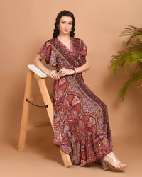 Maribel paisley maxi wrap dress