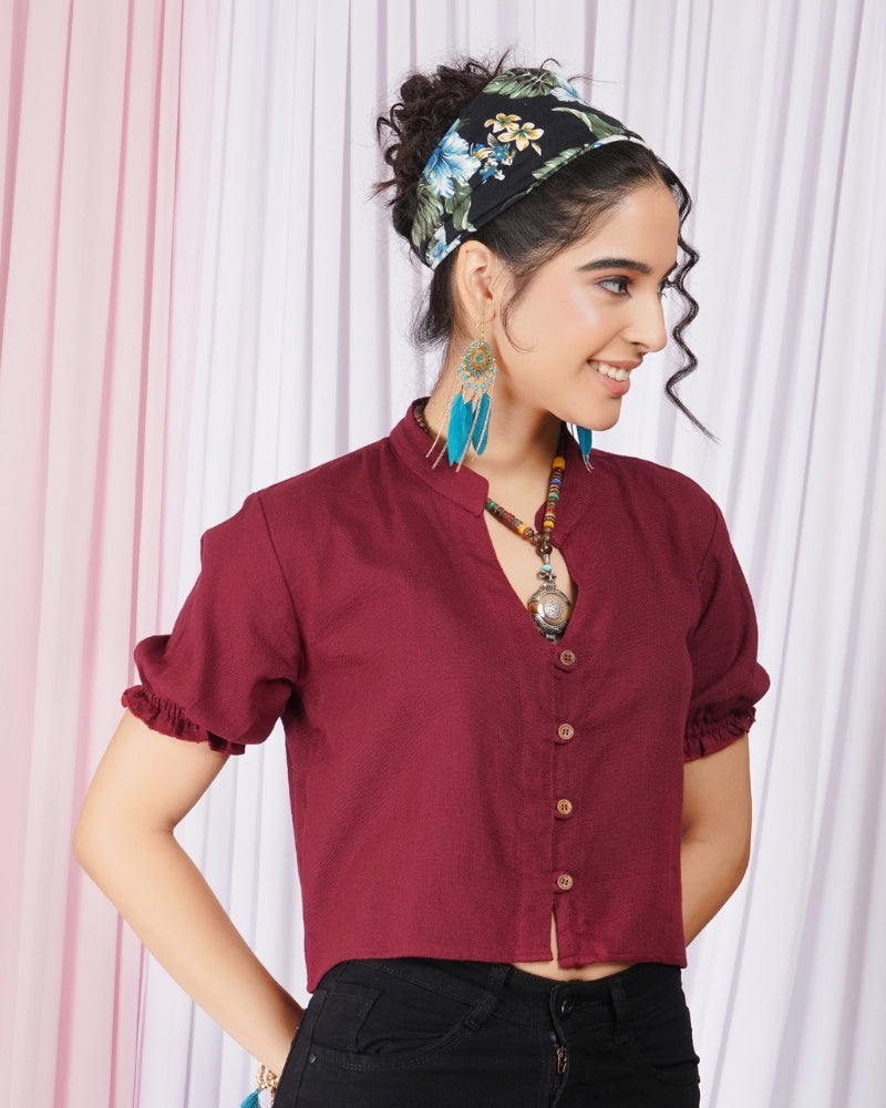 Seren winewood button down top