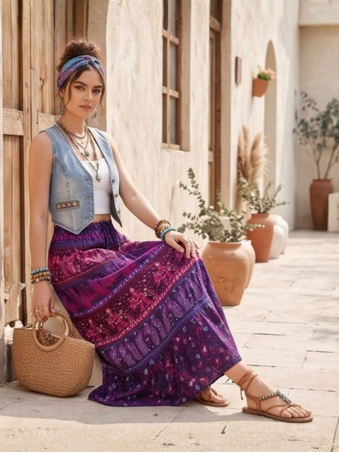 Plum reverie boho maxi skirt