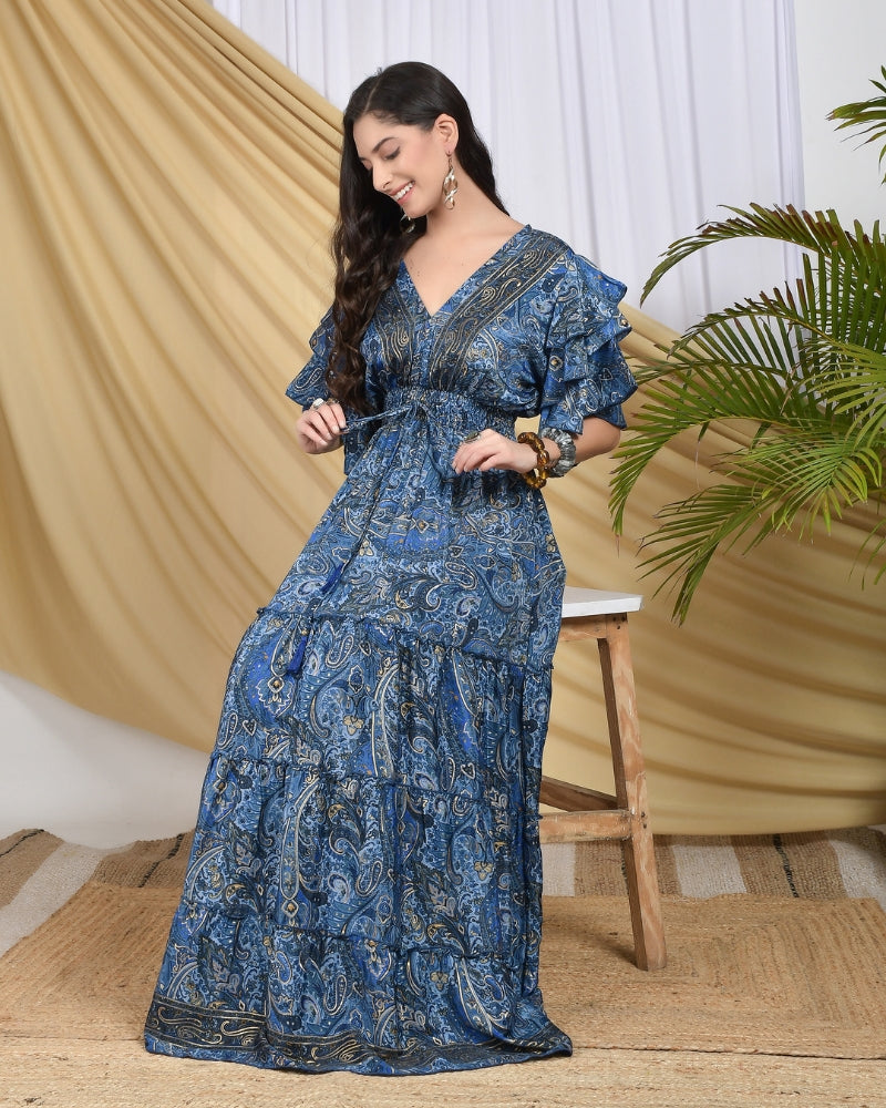 Selina midnight glow tiered maxi dress