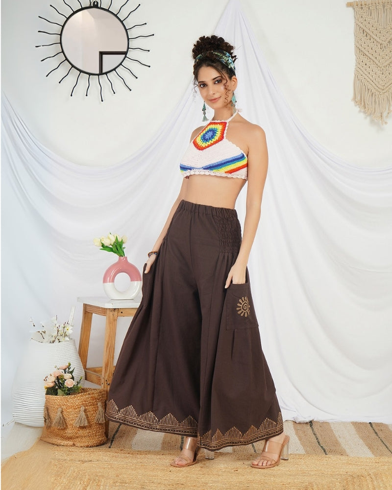 Espresso sunflare cotton palazzo pants