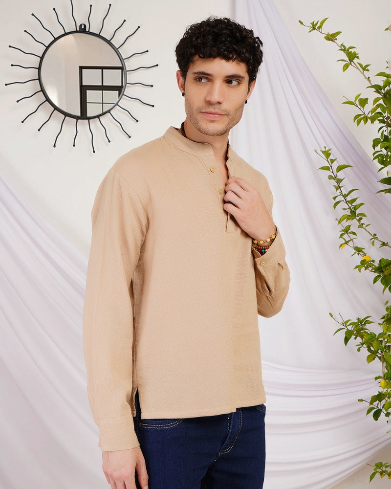 Maddox drift-beige cotton shirt