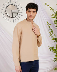 Maddox drift-beige cotton shirt