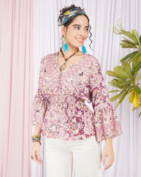 Aveline blush swirl peplum top