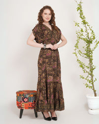 Elaris mocha plum maxi dress