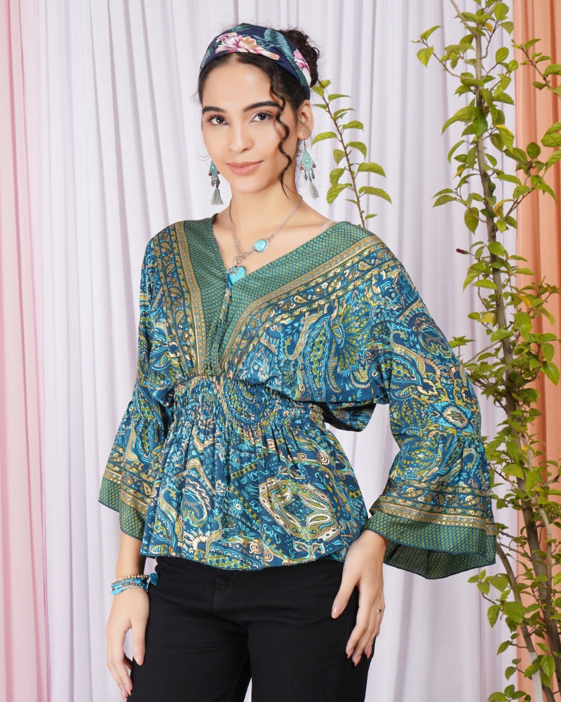 Mariel ocean muse peplum top