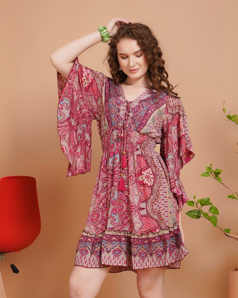 Paisley pop charm short dress