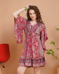 Paisley pop charm short dress