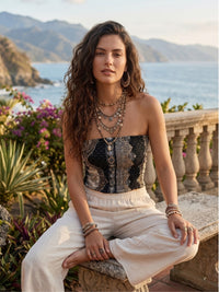 Cosette midnight mosaic smocked tube top