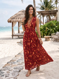 Cranberry crush halter boho maxi dress