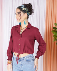 Rhianna cranberry-chic cotton top