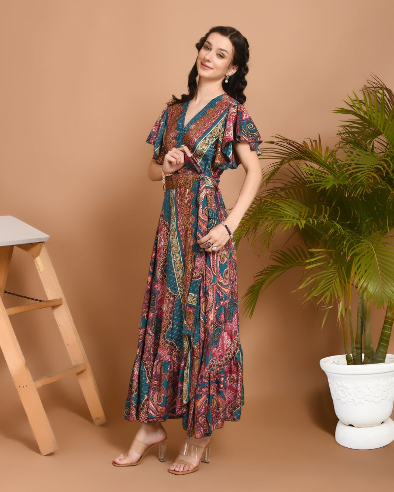 Naomi boheme wrap maxi dress