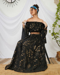 Amarielle black-gold boho skirt co-ord set