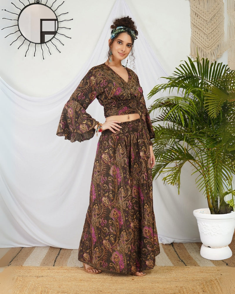 Evelina mocha rose palazzo set