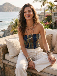 Felicity ocean jewel paisley tube top