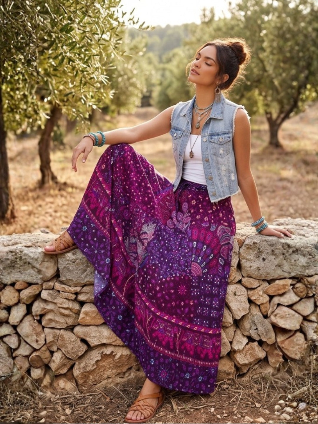 Plum mirage bohemian skirt