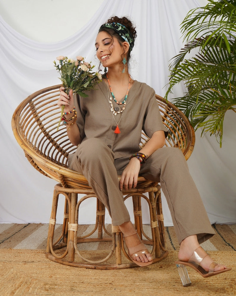 Seraphine drift taupe cotton co-ord set