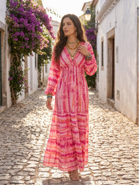 Rosalie raspberry blush boho maxi dress