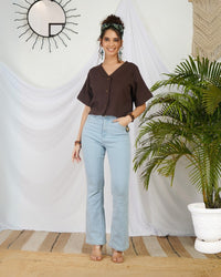 Amara cocoa boho crop top