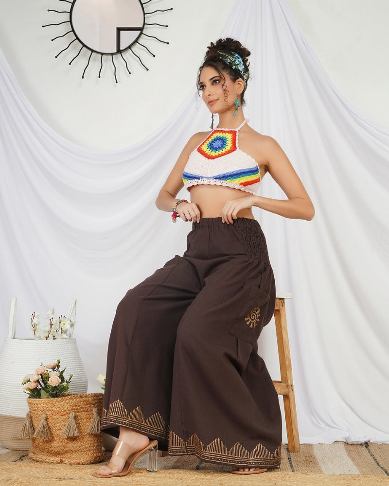 Espresso sunflare cotton palazzo pants