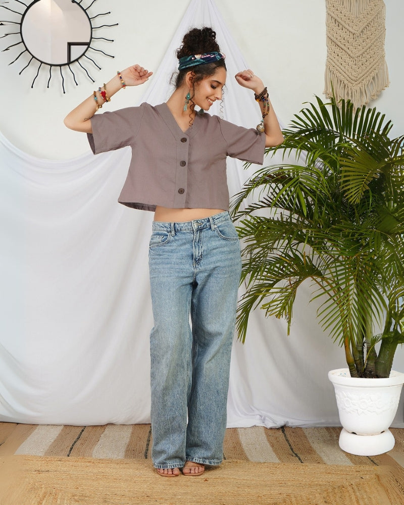 Vivienne smoky mauve boho top