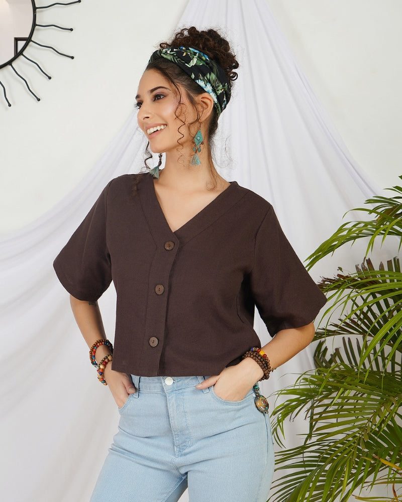 Amara cocoa boho crop top