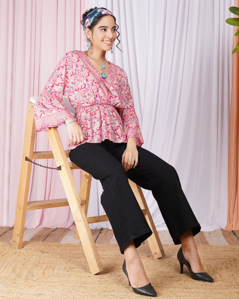 Tahlia blossom pink peplum top