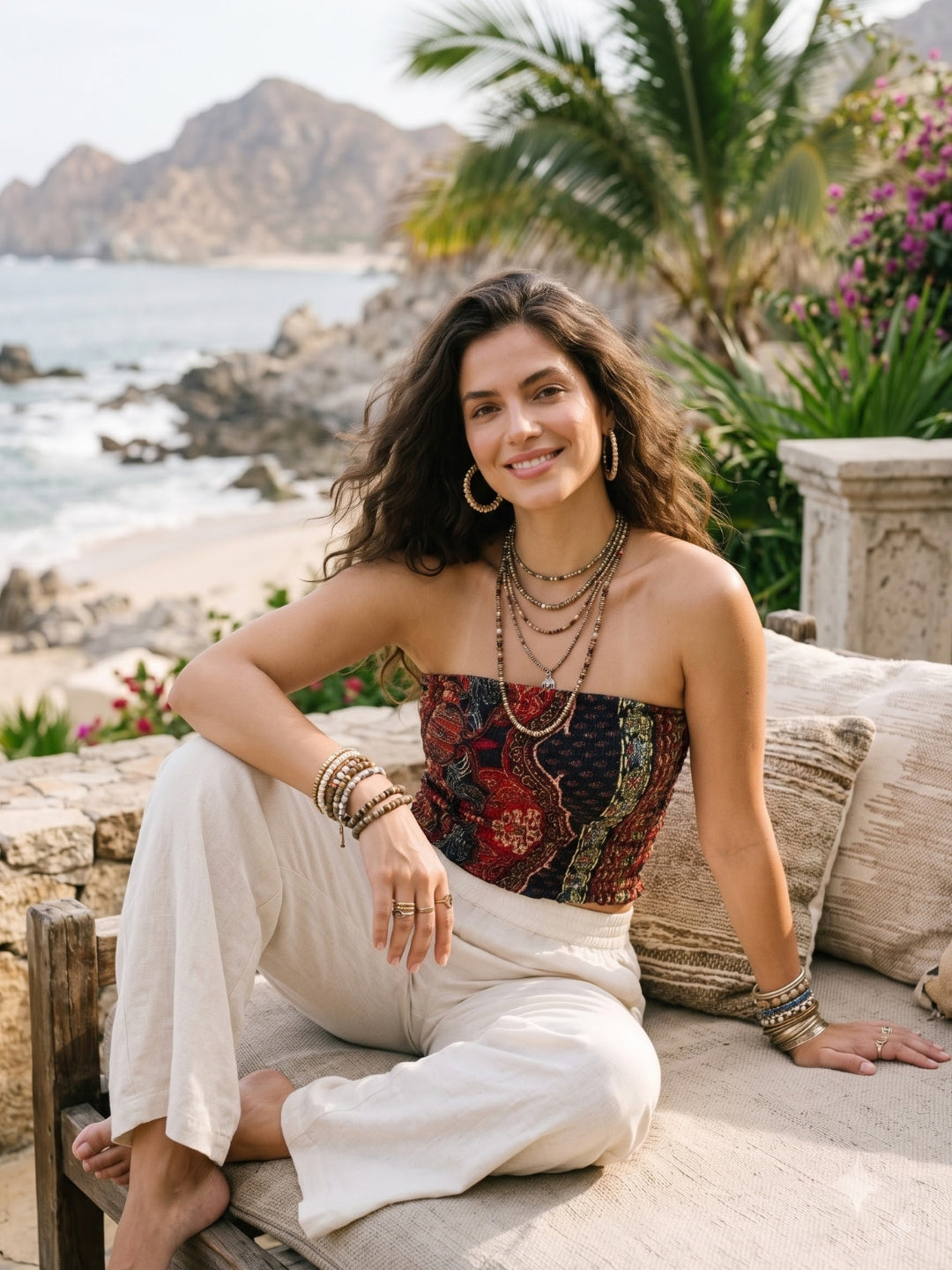 Midnight scarlet boho tube top