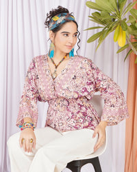 Aveline blush swirl peplum top