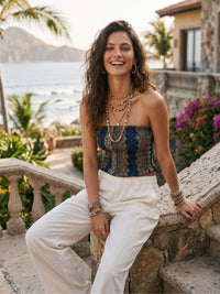 Felicity ocean jewel paisley tube top