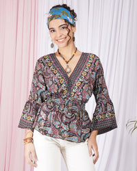 Marella midnight berry peplum top