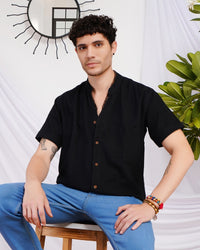 Ryker midnight ember mandarin cotton shirt