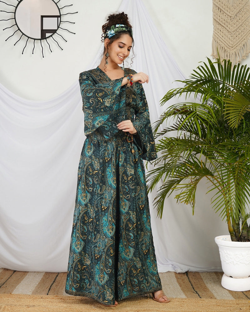Amira ocean whirl palazzo co-ord set