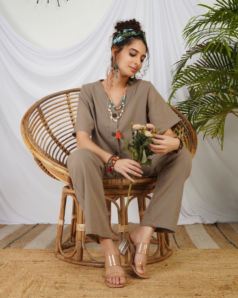 Seraphine drift taupe cotton co-ord set