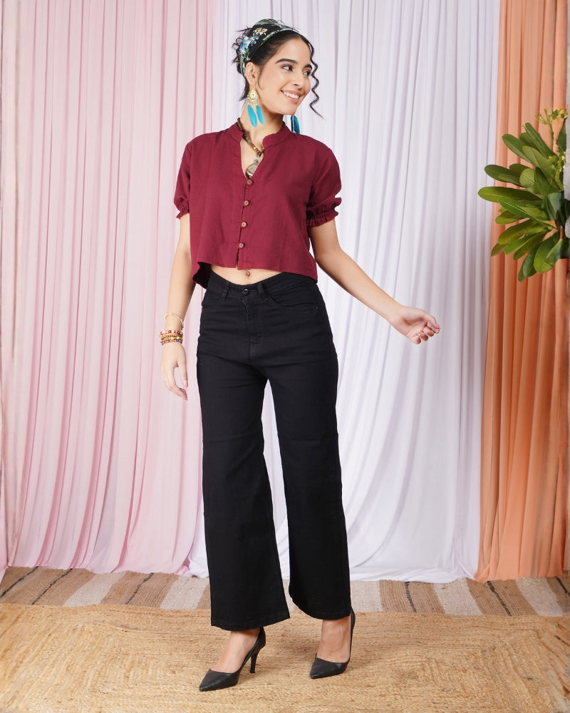 Seren winewood button down top