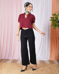 Seren winewood button down top