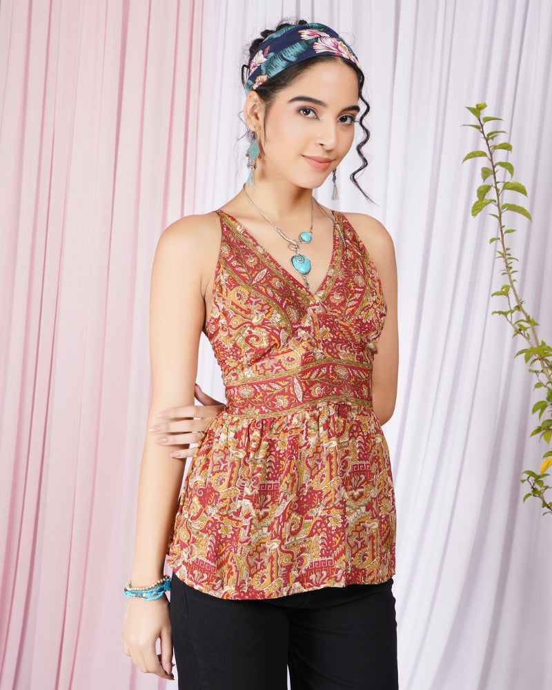 Merlina crimson-muse spaghetti top