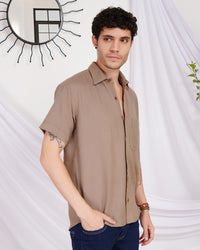 Lennox taupe trail cotton shirt