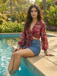 Maribel berry bloom wrap boho top