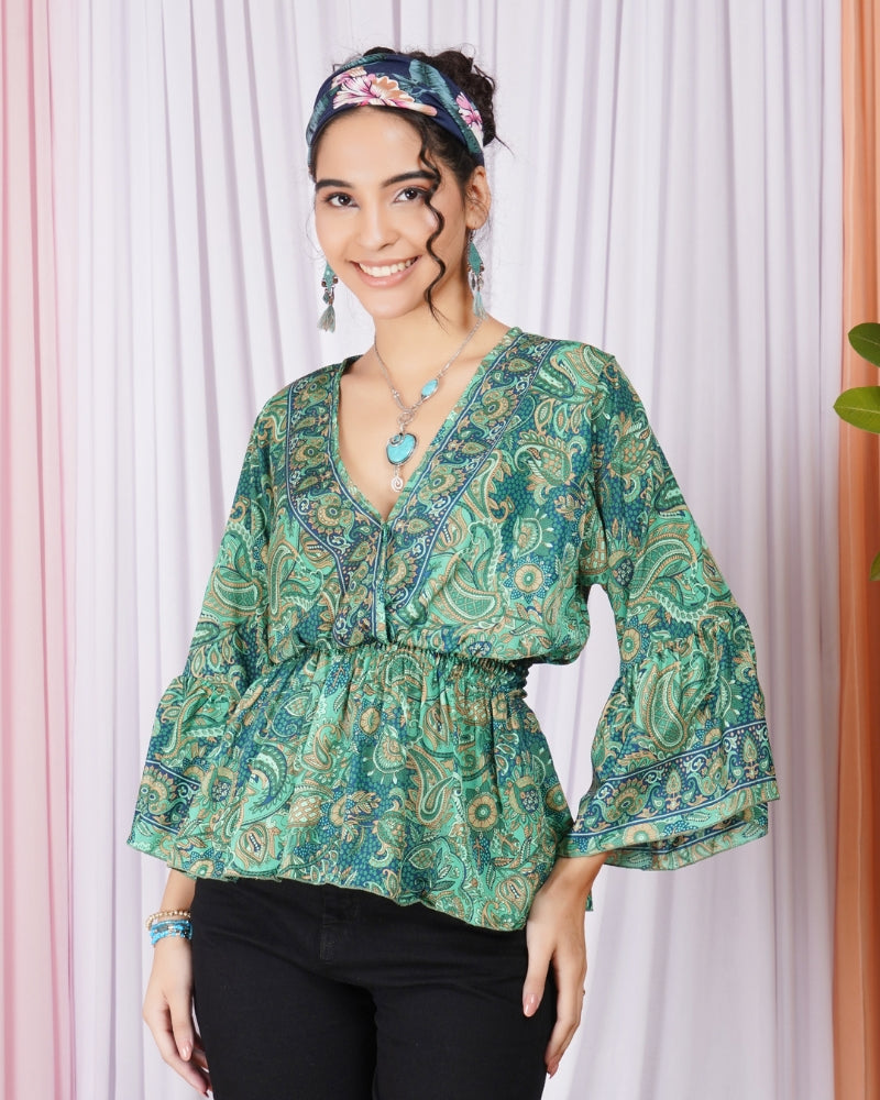 Aurelia mint whisper peplum top