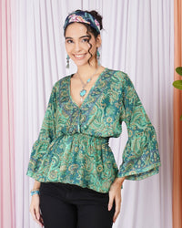 Aurelia mint whisper peplum top