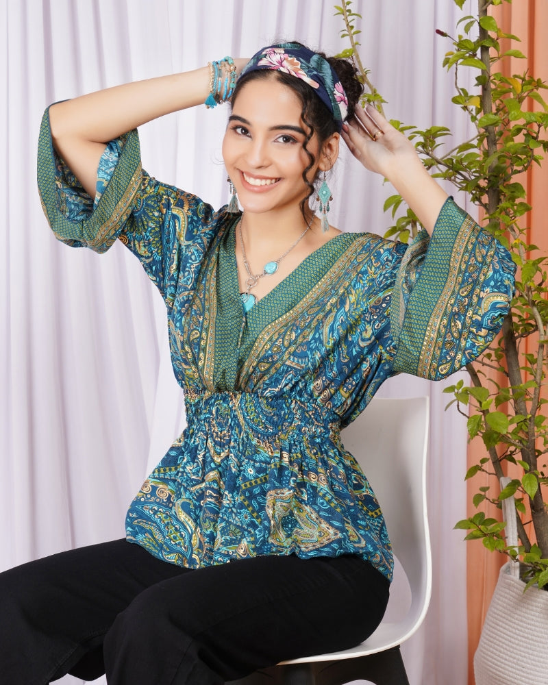 Mariel ocean muse peplum top