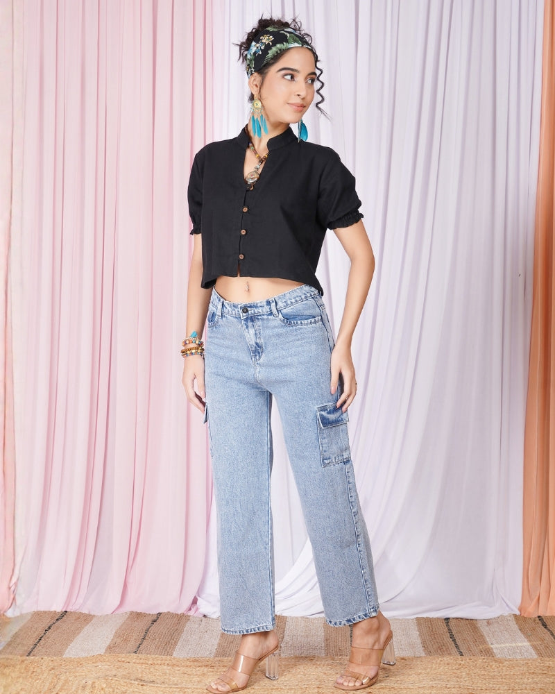 Aureline blackwood V-neck top