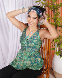 Marisela emerald garden spaghetti top