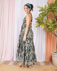 Mirella midnight halter maxi dress