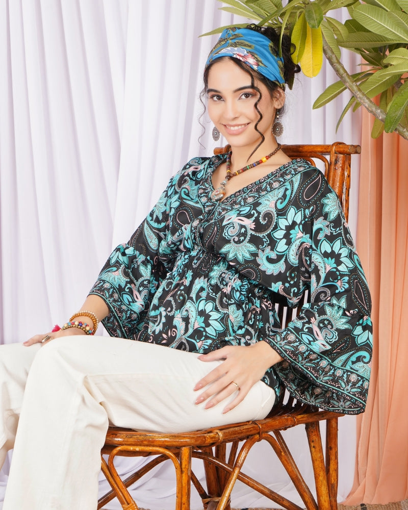 Kaelia aqua bloom peplum top