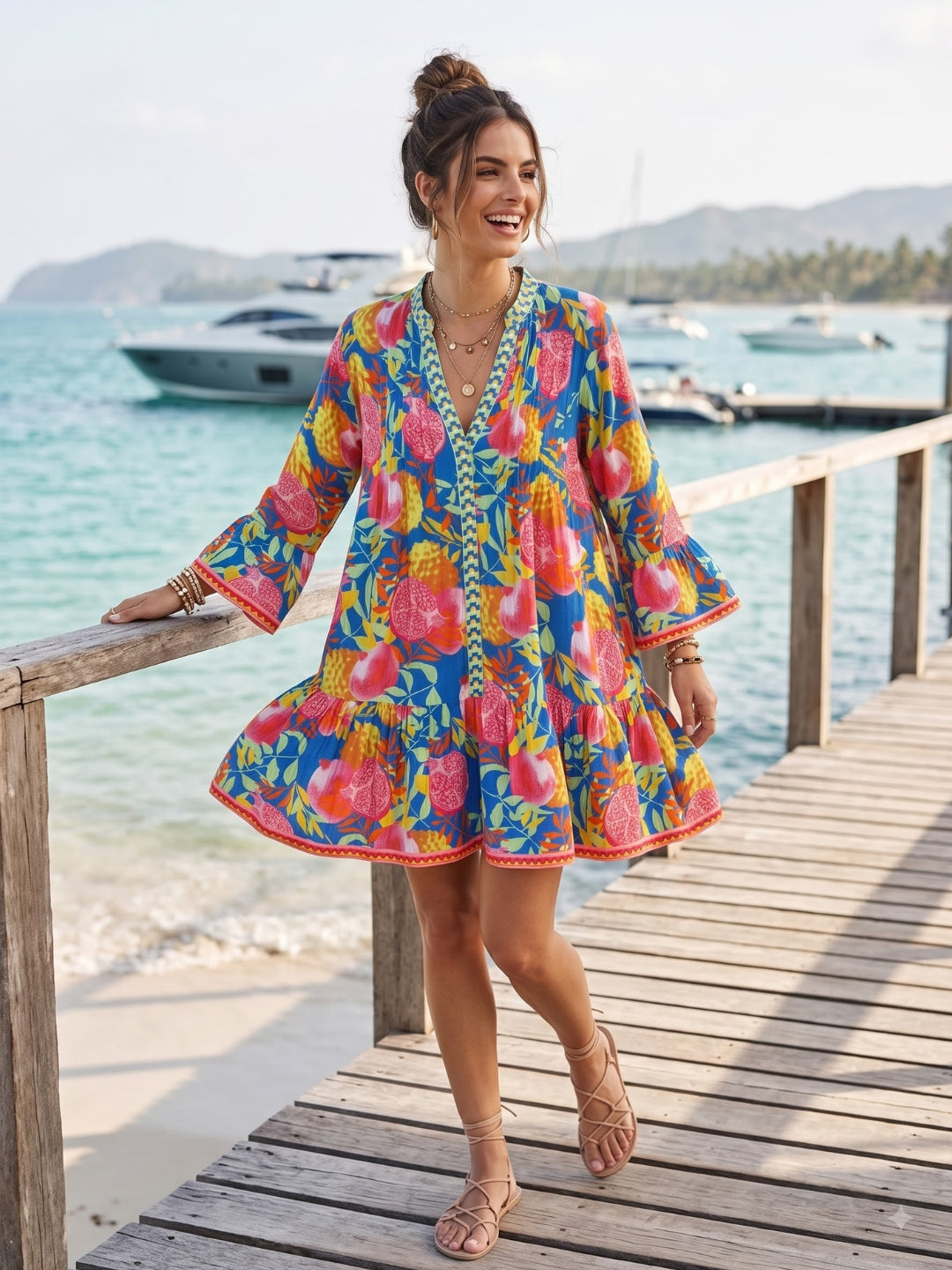 Mirella pomegranate pop boho dress