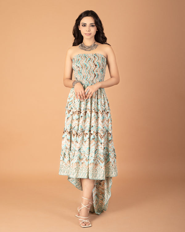 PMUYBHF Bohemian Maxi Dress High Waist A Line Dress Evening Dress